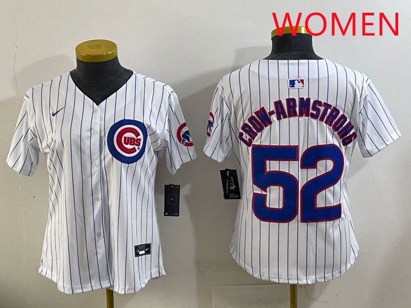 Women 2025 Chicago Cubs #52 Crow-Armstrong White Stripe Game Nike MLB Jersey style 1